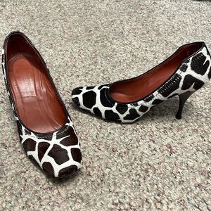 Donald J pliner pony hair leather heels with square toe